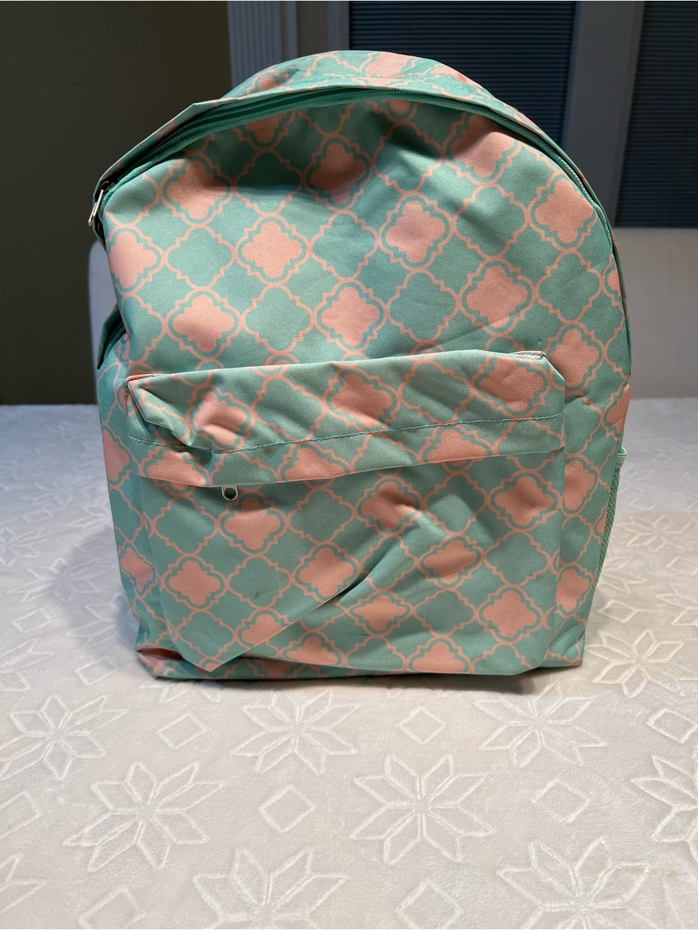 Mint & Peach Patterned Women's Backpack - Casual Everyday Style